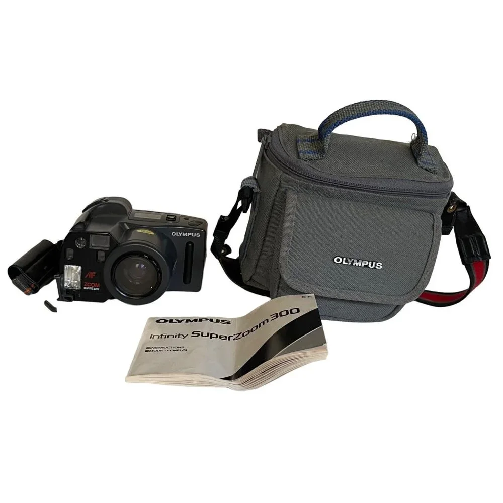 Olympus Infinity Super Zoom 300 35mm auto focus camera case manual FLAW